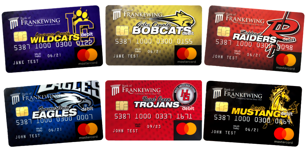 Spirit Debit Cards for each local high school pulaski lynnville lawrenceburg loretto summertown hazel green